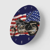 US-Flagge, Motorrad, Motorrad, Hog Runde Wanduhr (Winkel)