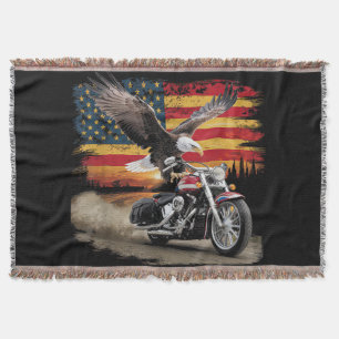US-Flagge Motorrad T-Shirt USA Flagge Biker Retro Decke