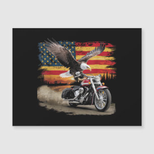 US-Flagge Motorrad T-Shirt USA-Flagge Biker Retro Magnetkarte