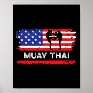 US-Flagge Muay Thai Geschenk Thailand Kampfsport Poster