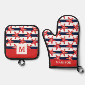 US Flagge Muster Ofenhandschuh & Topflappen-Set (Vorderseite)