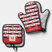 US Flagge Muster Ofenhandschuh & Topflappen-Set (Vorderseite/Rückseite)