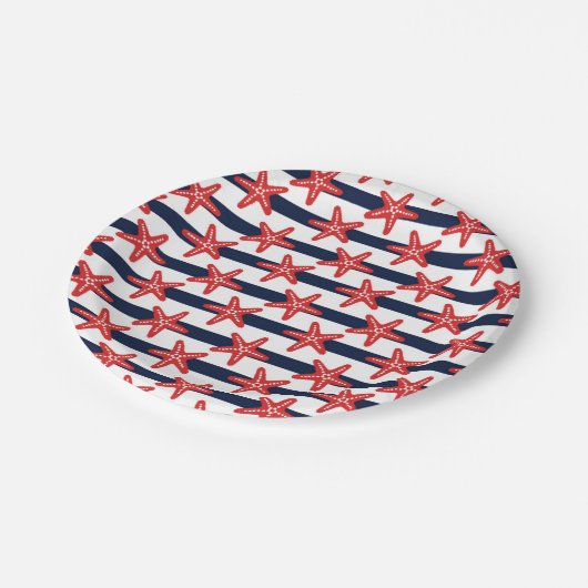 US Flagge Muster Pappteller (Schrägansicht)