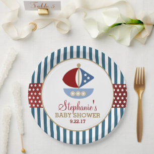 US Flagge Nautical Baby Dusche Pappteller