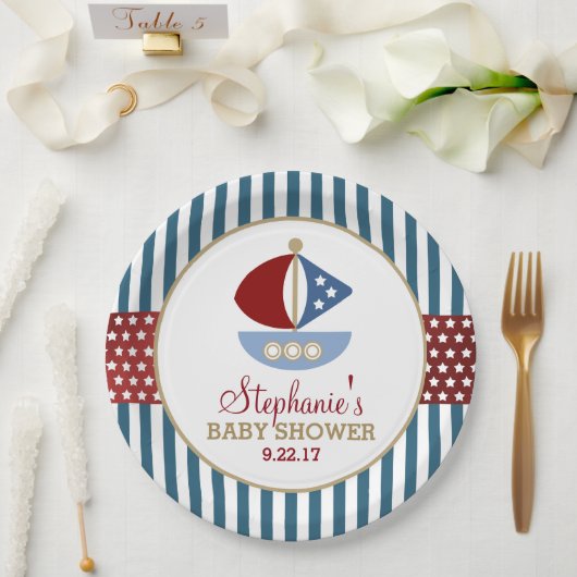 US Flagge Nautical Baby Dusche Pappteller (Hochzeit)