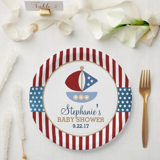 US Flagge Nautical Baby Dusche Pappteller (Hochzeit)