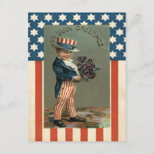 US-Flagge Onkel Sam Junge Veilchen Postkarte