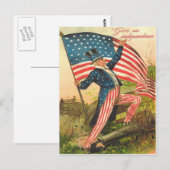 US-Flagge Onkel Sam Schlachtfeld Kanone Postkarte (Vorne/Hinten)