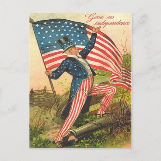 US-Flagge Onkel Sam Schlachtfeld Kanone Postkarte (Vorderseite)