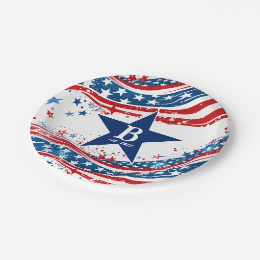 US Flagge Pappteller (Schrägansicht)