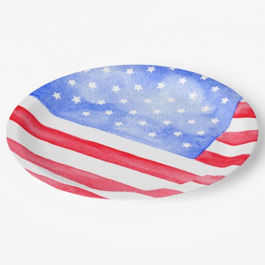 US Flagge Pappteller (Schrägansicht)