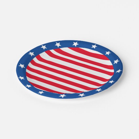 US Flagge Pappteller (Schrägansicht)