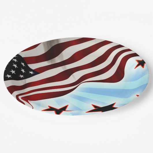 US-Flagge Pappteller (Schrägansicht)