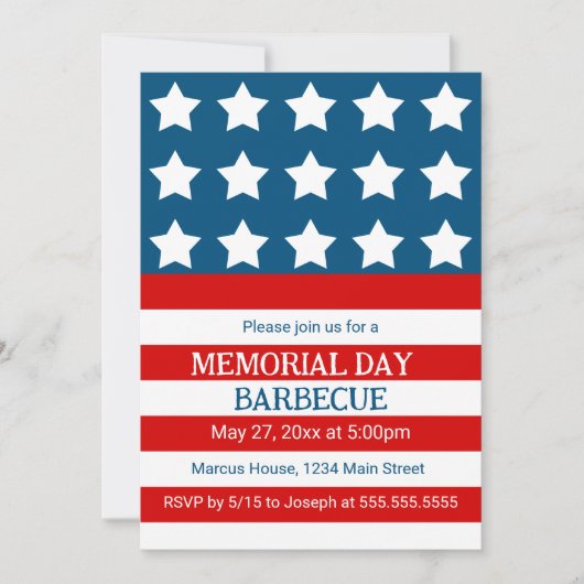 US Flagge Party Einladung (Vorderseite)