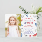 US Flagge Party Fotokarte Einladung (Stehend Vorderseite)