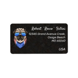 US Flagge Patriot Mops rebellieren Zollmarke Adressaufkleber