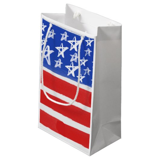 US Flagge, Patriotic, 4. Juli Kleine Geschenktüte (Rückseite Schrägansicht)
