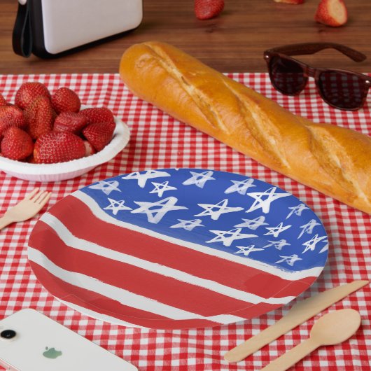 US Flagge, Patriotic, 4. Juli Pappteller (Picknick)