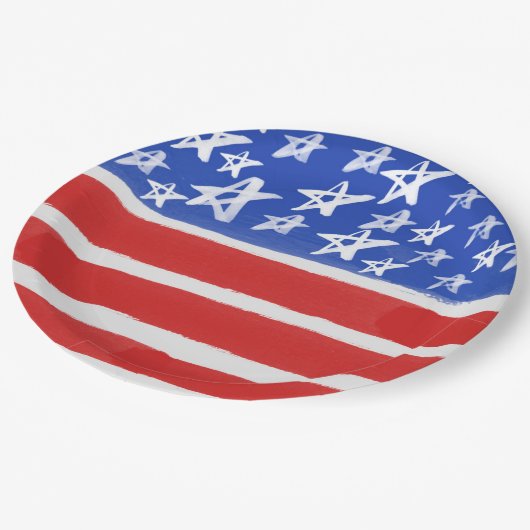 US Flagge, Patriotic, 4. Juli Pappteller (Schrägansicht)