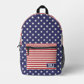 US Flagge Patriotic American Flag Monogram Bedruckter Rucksack (Vorderseite)