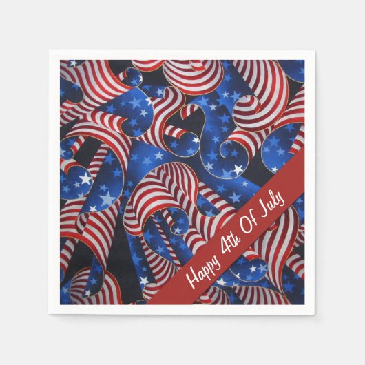 US Flagge Patriotic Curls Napkins Serviette (Vorderseite)