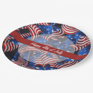 US Flagge Patriotic Curls Papier Teller