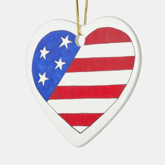 US Flagge Patriotic Heart Vereinte Staaten Keramik Ornament (Links)