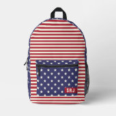 US Flagge - Patriotische Monogram Bedruckter Rucksack (Vorderseite)