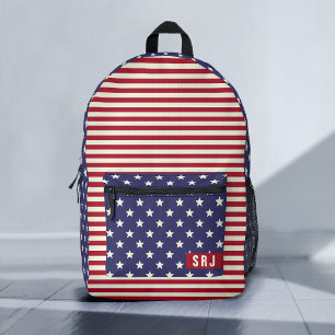 US Flagge - Patriotische Monogram Bedruckter Rucksack