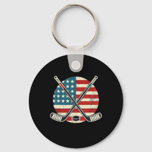 Us-Flagge Patriotischer Amerikanischer Hockeyspiel Schlüsselanhänger