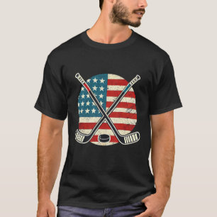 Us-Flagge Patriotischer Amerikanischer Hockeyspiel T-Shirt