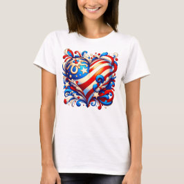 US Flagge Patriotisches Herz T-Shirt
