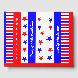 US Flagge Pattern USA Sweet 16 Typografie Gästebuch