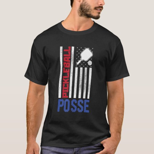 US-Flagge Pickleball Posse Picklebal T-Shirt (Vorderseite)