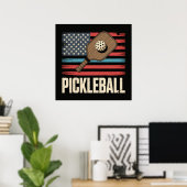 US-Flagge Pickleball Poster (Heimbüro)