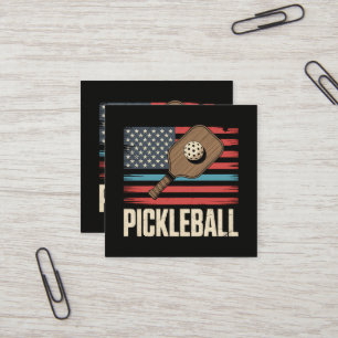 US-Flagge Pickleball Quadratische Visitenkarte
