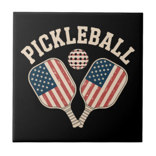 US-Flagge Pickleball-Spieler Fliese