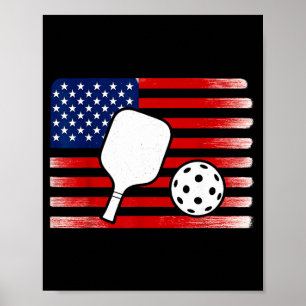 US-Flagge Pickleball-Spieler Paddleball-Fan  Poster