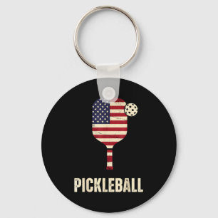 US-Flagge Pickleball-Spieler Paddleball-Liebhaber Schlüsselanhänger