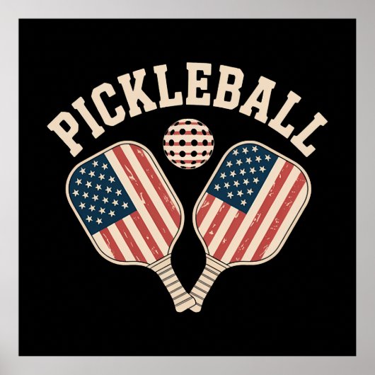 US-Flagge Pickleball-Spieler Poster (Vorne)