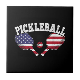 US-Flagge Pickleball-Spieler Vintage Pickle Ball L Fliese