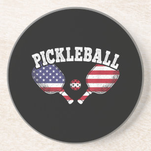 US-Flagge Pickleball-Spieler Vintage Pickle Ball L Getränkeuntersetzer