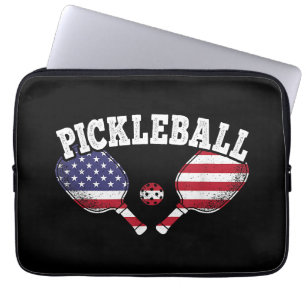 US-Flagge Pickleball-Spieler Vintage Pickle Ball L Laptopschutzhülle