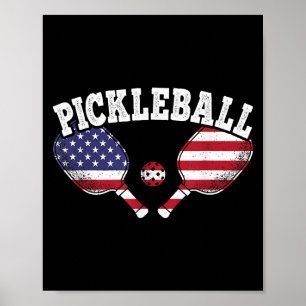US-Flagge Pickleball-Spieler Vintage-Pickle-Ball-L Poster