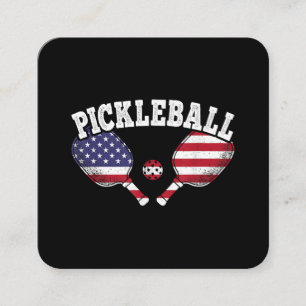 US-Flagge Pickleball-Spieler Vintage Pickle Ball L Quadratische Visitenkarte