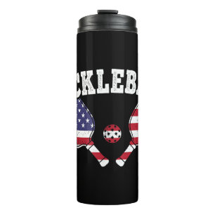 US-Flagge Pickleball-Spieler Vintage Pickle Ball L Thermosbecher