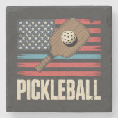 US-Flagge Pickleball Steinuntersetzer (Vorderseite)