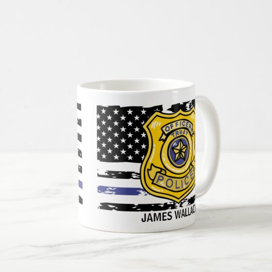 US-Flagge | Polizeibeamter Gold Shield Personalisi Kaffeetasse (VorderseiteRechts)