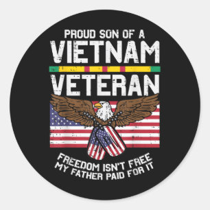 US-Flagge Proud Son Vietnam Veteran Gedenktag Pat Runder Aufkleber