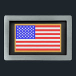 US-Flagge Rechteckige Gürtelschnalle<br><div class="desc">US-Flagge mit blauem bis links</div>